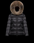 Moncler Fur-Trim Belted Puffer Coat