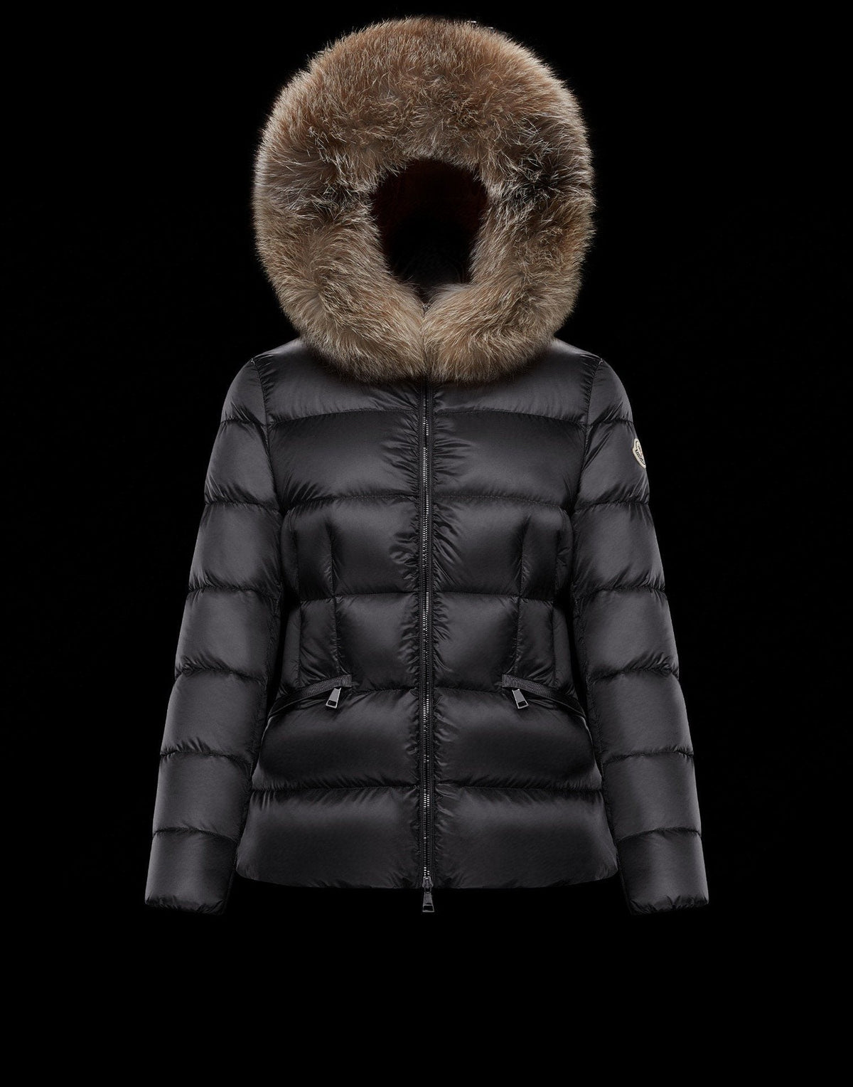 Moncler Fur-Trim Belted Puffer Coat