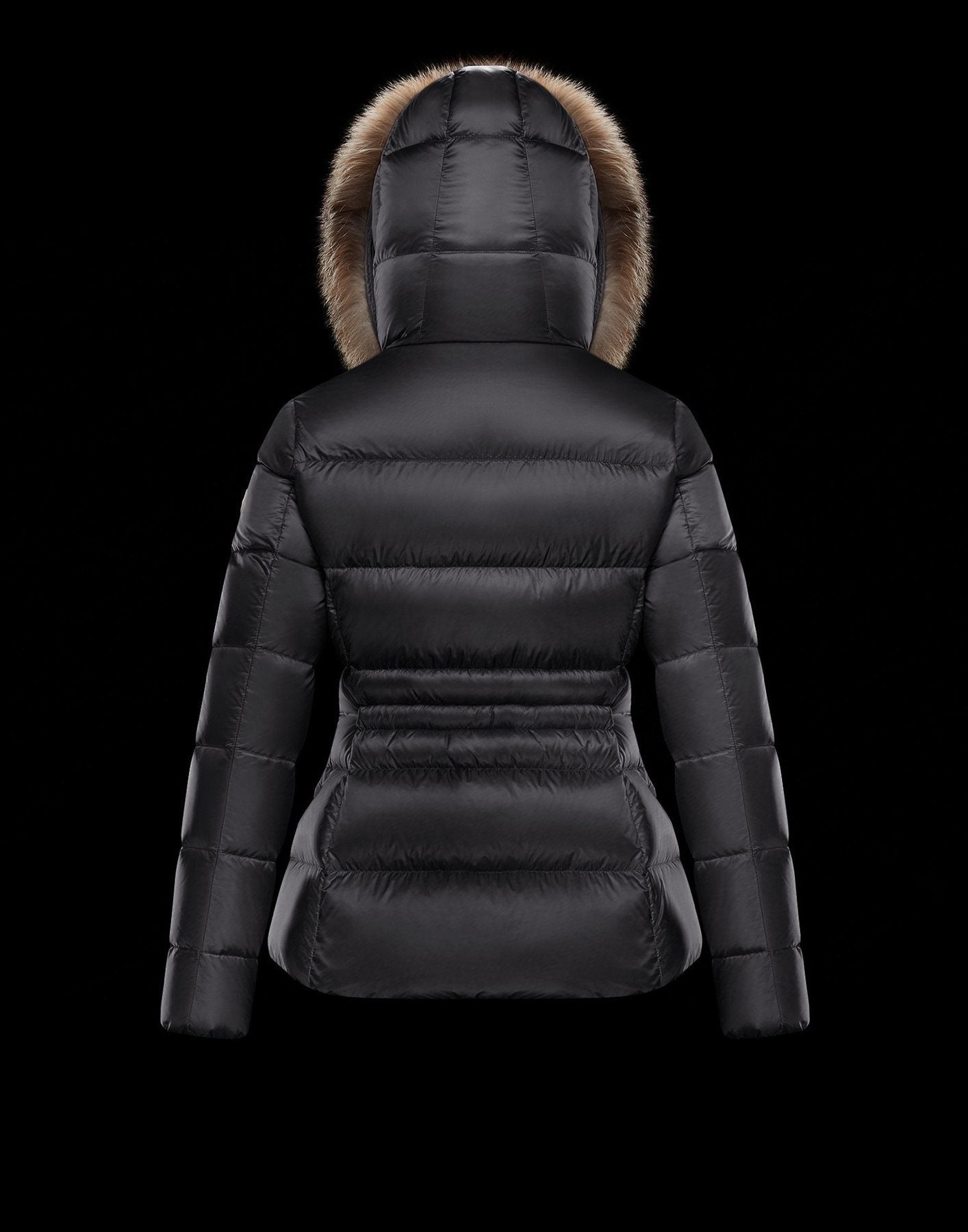 Moncler Fur-Trim Belted Puffer Coat