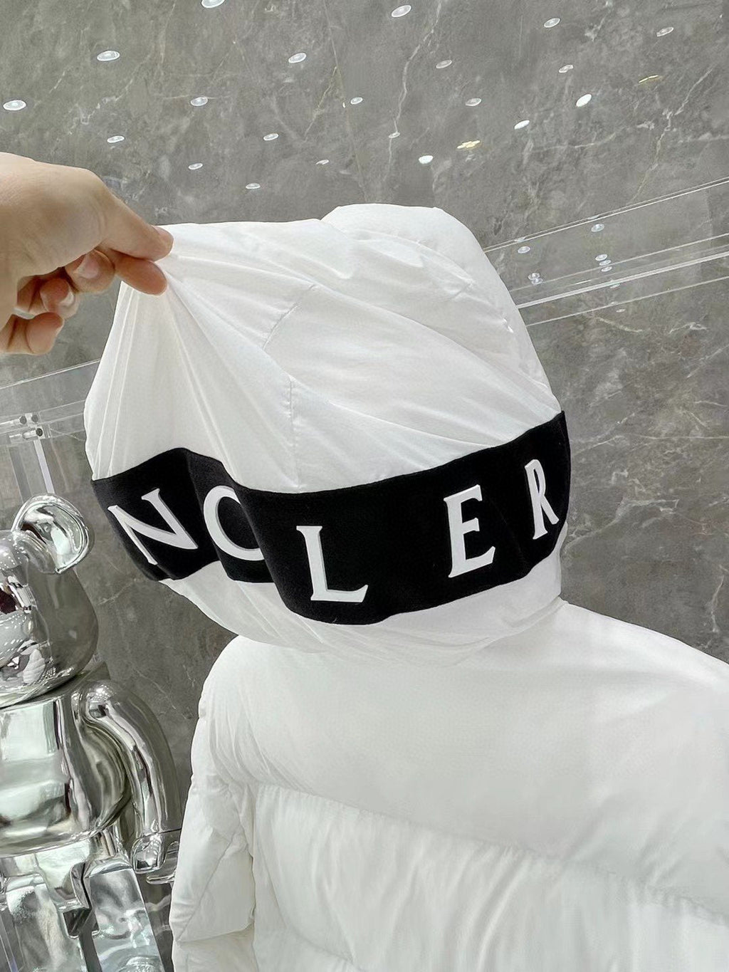 Moncler Hood-Print Hooded Puffer Coat
