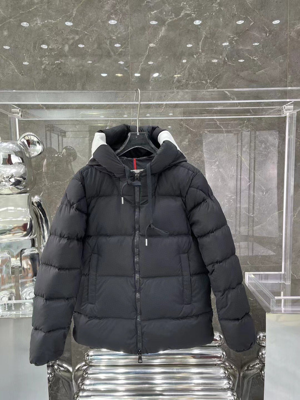 Moncler Hood-Print Hooded Puffer Coat