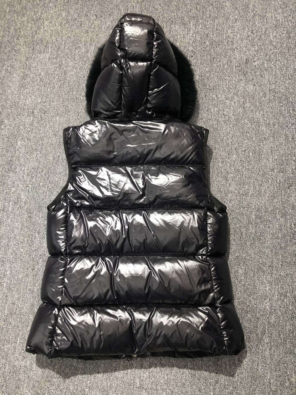 Moncler Fur-Trim Hooded Down Vest