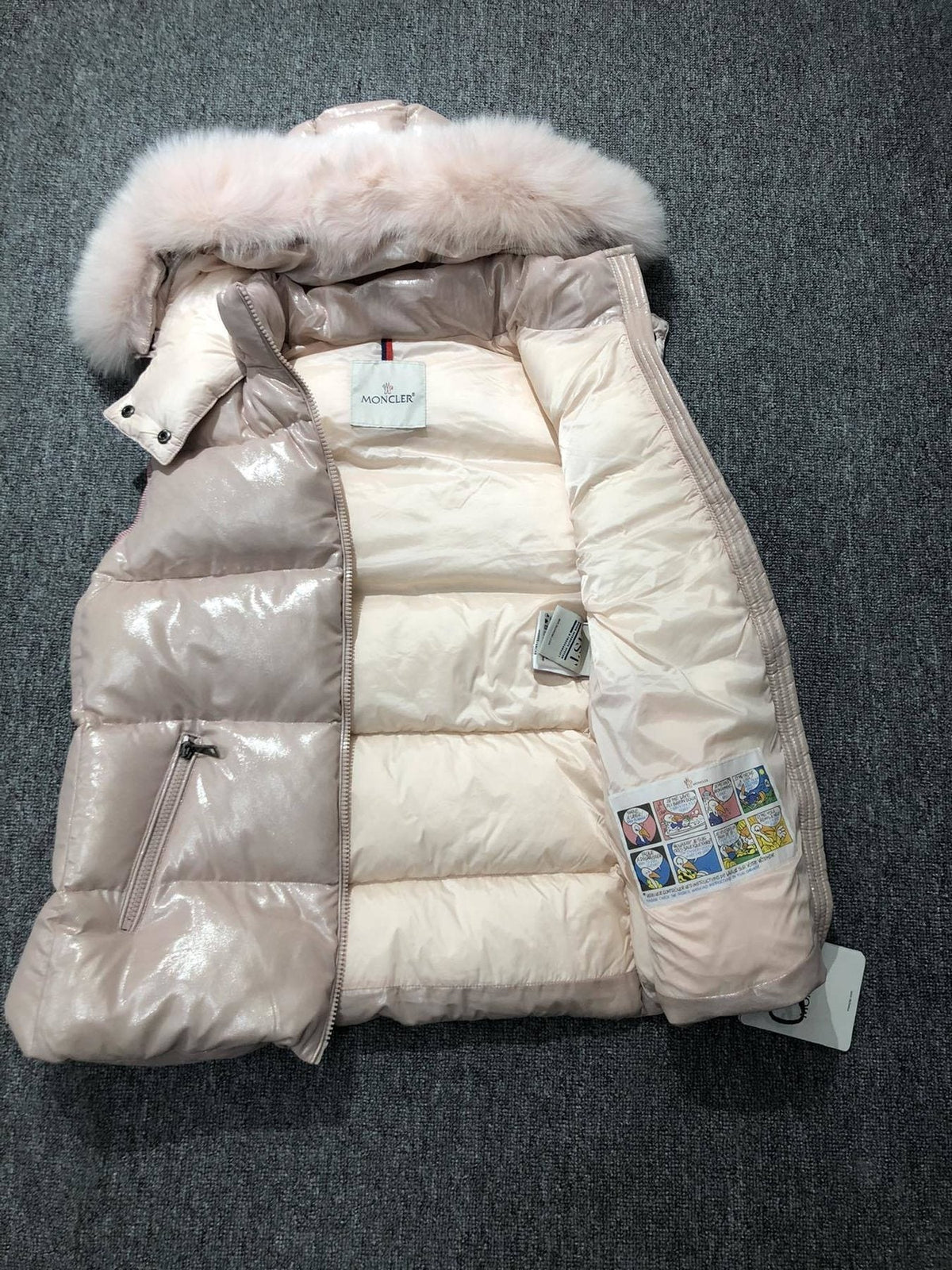 Moncler Fur-Trim Hooded Down Vest