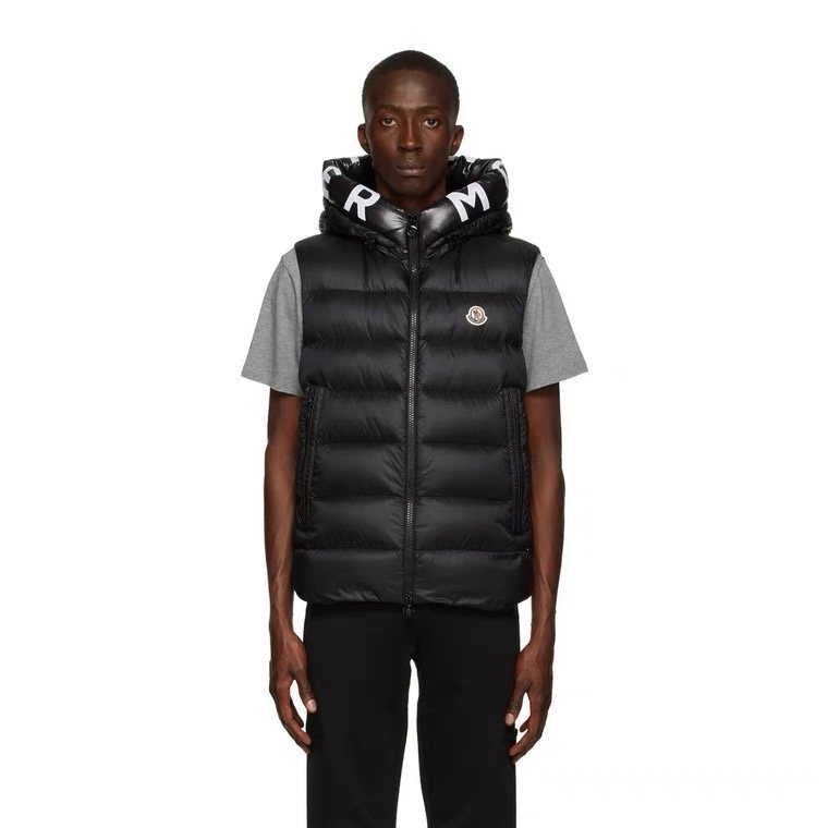 Moncler Lettered Hood Trim Quilted Vest