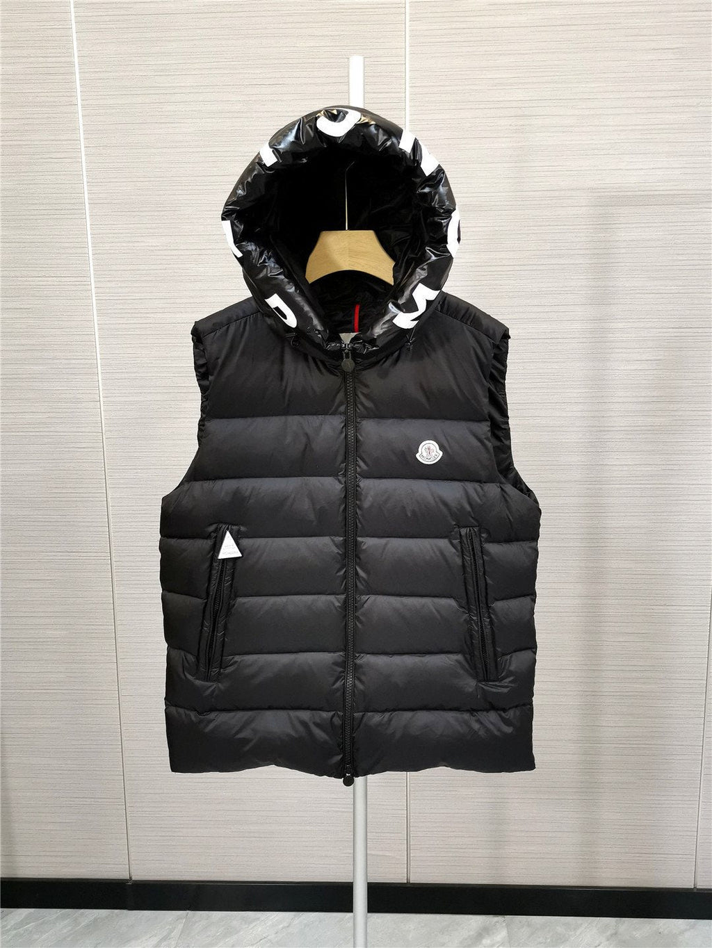 Moncler Lettered Hood Trim Quilted Vest