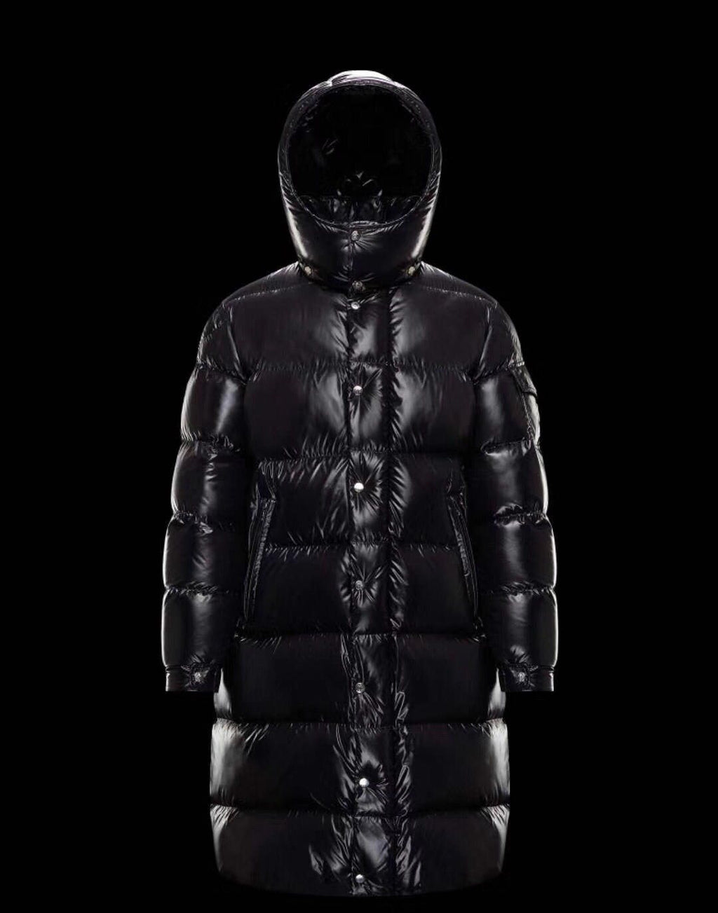 Moncler Glossy Hooded Long Down Coat