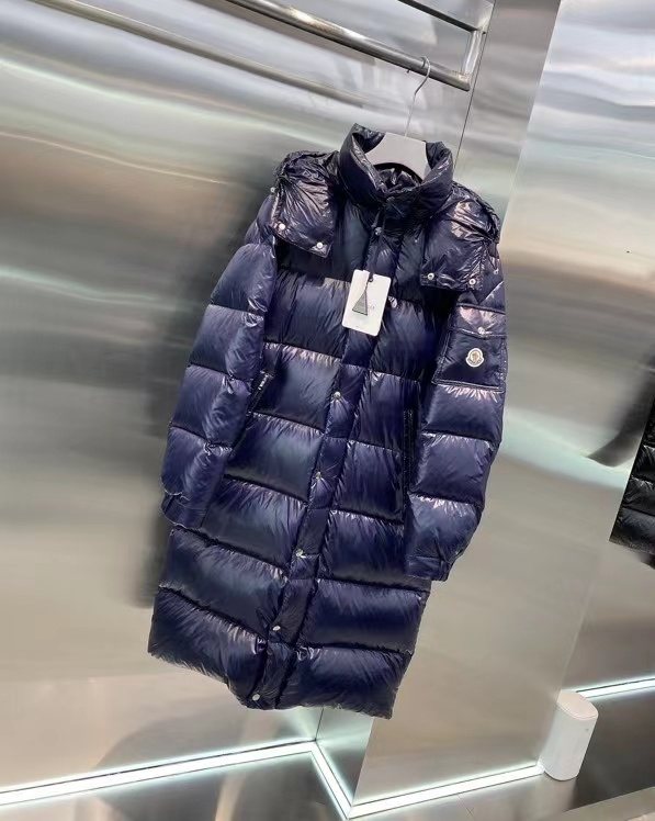 Moncler Glossy Hooded Long Down Coat