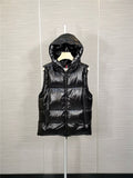 Moncler Hooded Letter-Trim Down Vest