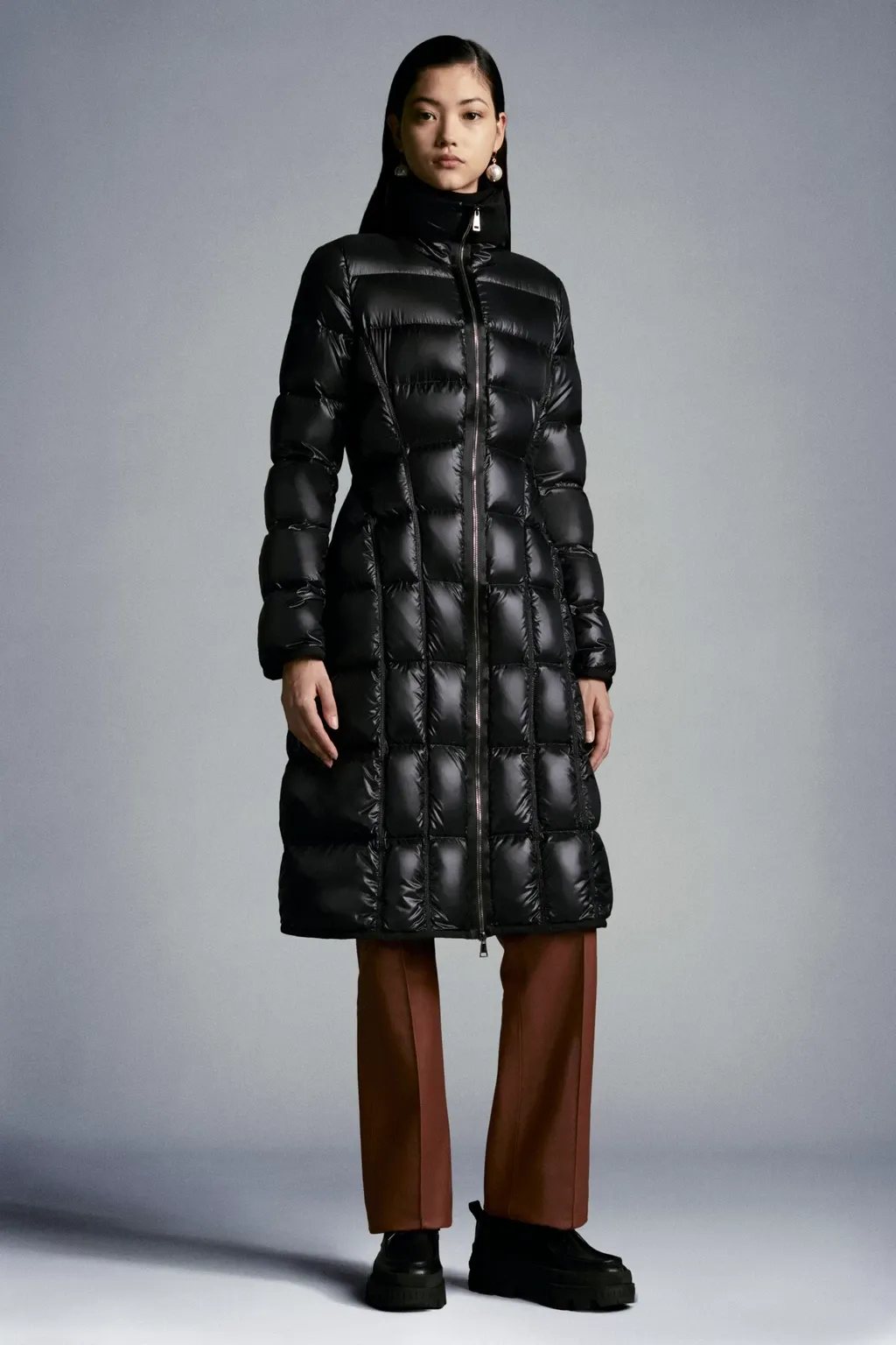 Moncler Women's Long Black Quilted Down Coat