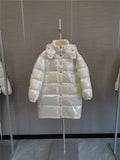 Moncler Women's Iridescent White Long Down Coat