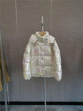 Moncler Iridescent White Short Down Coat