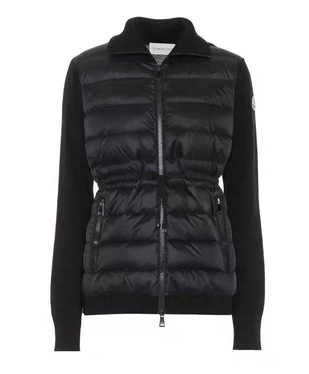 Moncler Quilted Knit-Sleeve Down Jacket