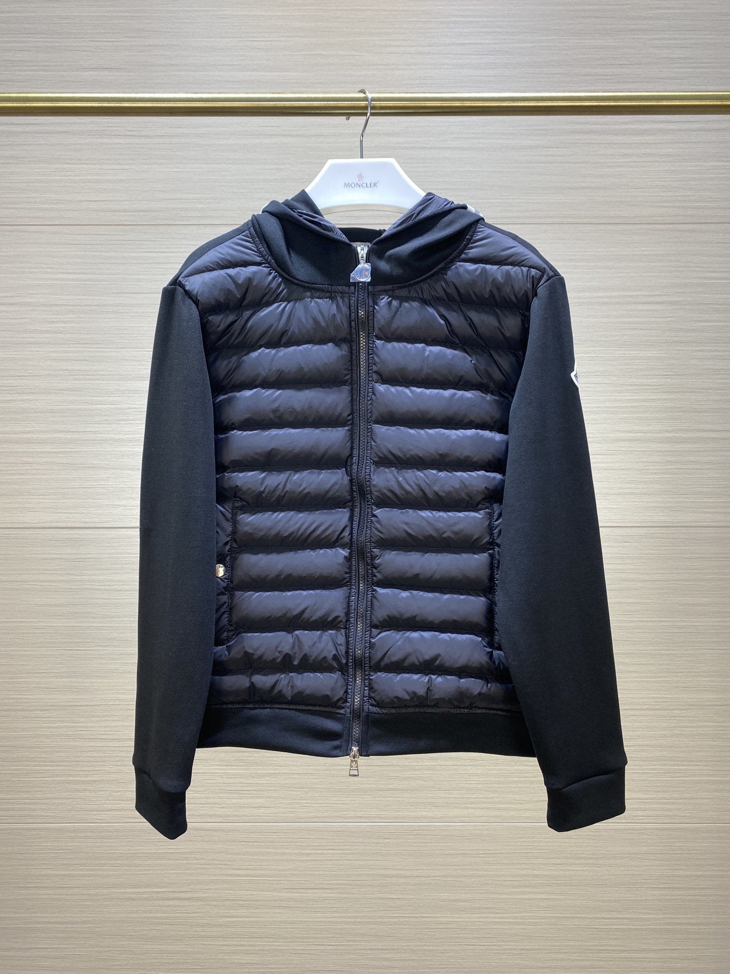 Moncler Black Sweater Sleeve Down Jacket