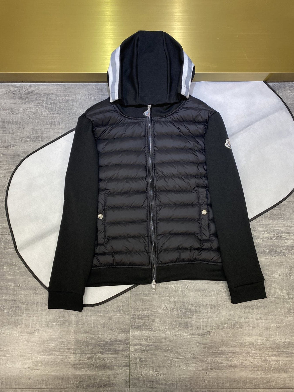 Moncler Black Sweater Sleeve Down Jacket