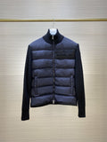 Moncler Knit-Sleeve Quilted Down Jacket