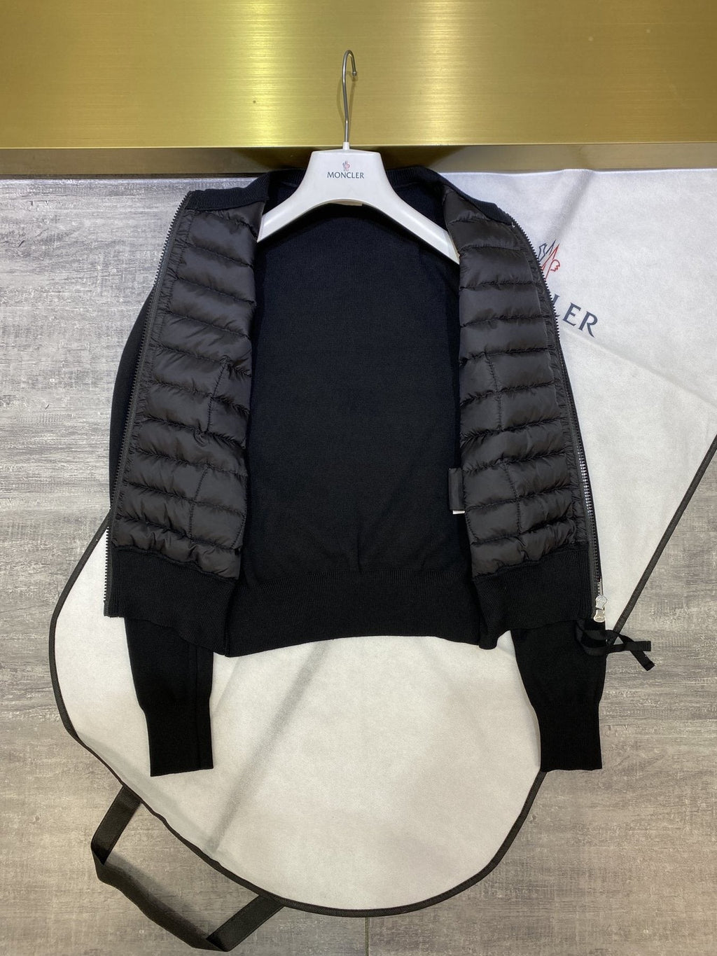 Moncler Women's Knit Sleeve Quilted Zip-Front Jacket