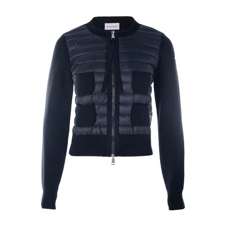 Moncler Women's Knit Sleeve Quilted Zip-Front Jacket