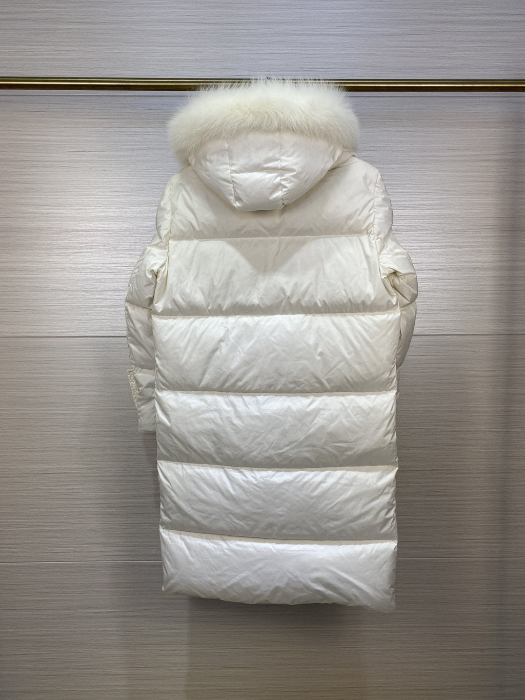 Moncler Women's Long Hooded Fur-Trim Down Coat
