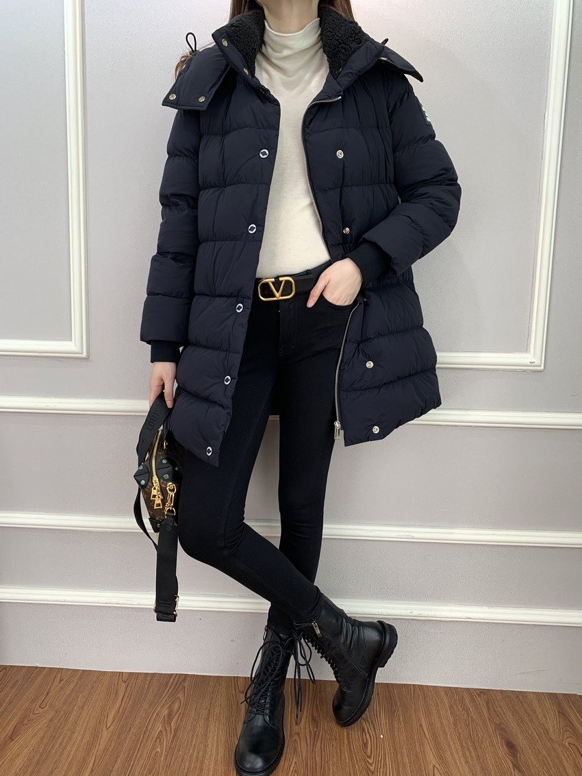 Burberry Women's Black Belted Hooded Long Down Jacket