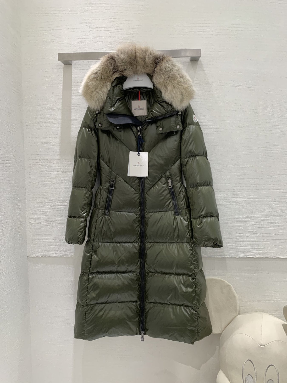 Moncler Women¡¯s Long Down Jacket with Fur-Trim Hood