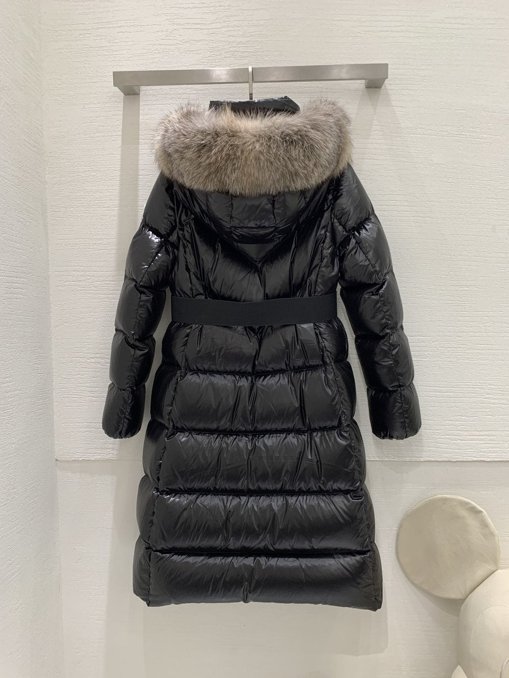 Moncler Women¡¯s Long Down Jacket with Fur-Trim Hood