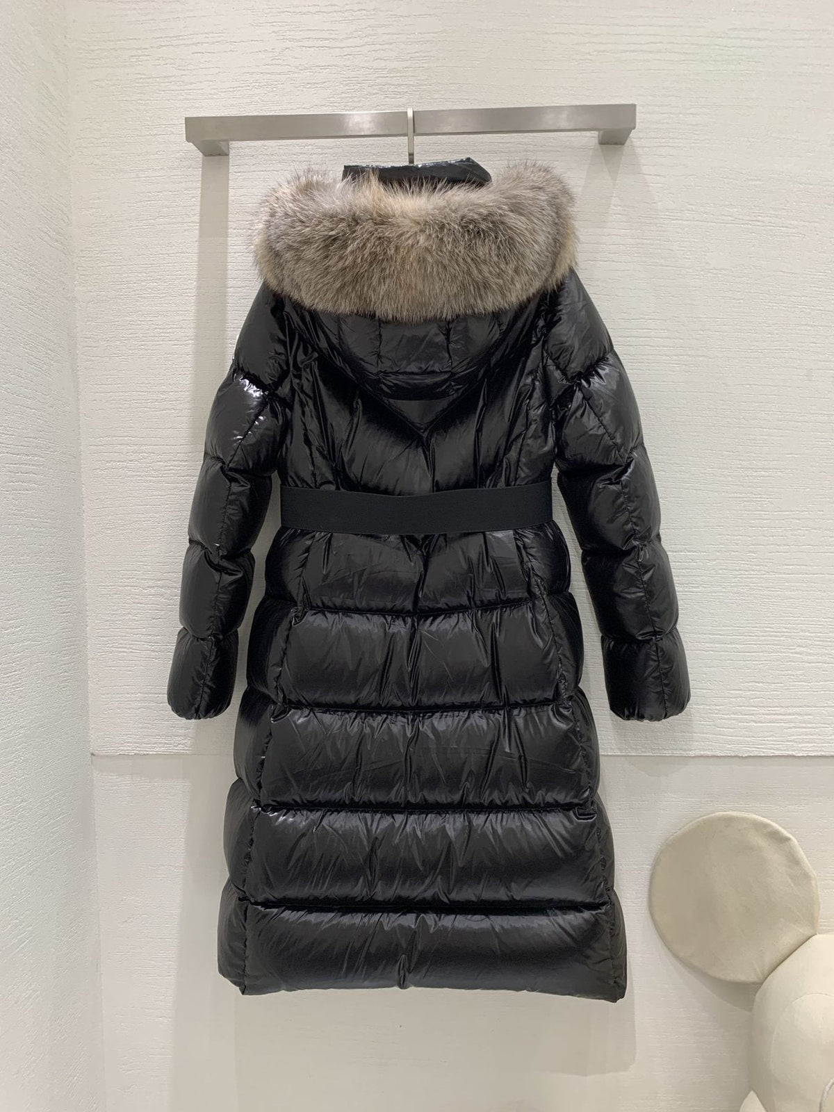 Moncler Women¡¯s Long Down Jacket with Fur-Trim Hood