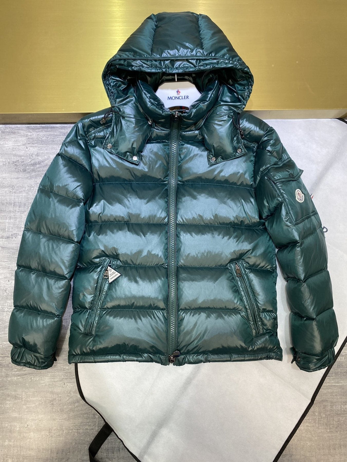 Moncler Glossy Hooded Short Down Coat