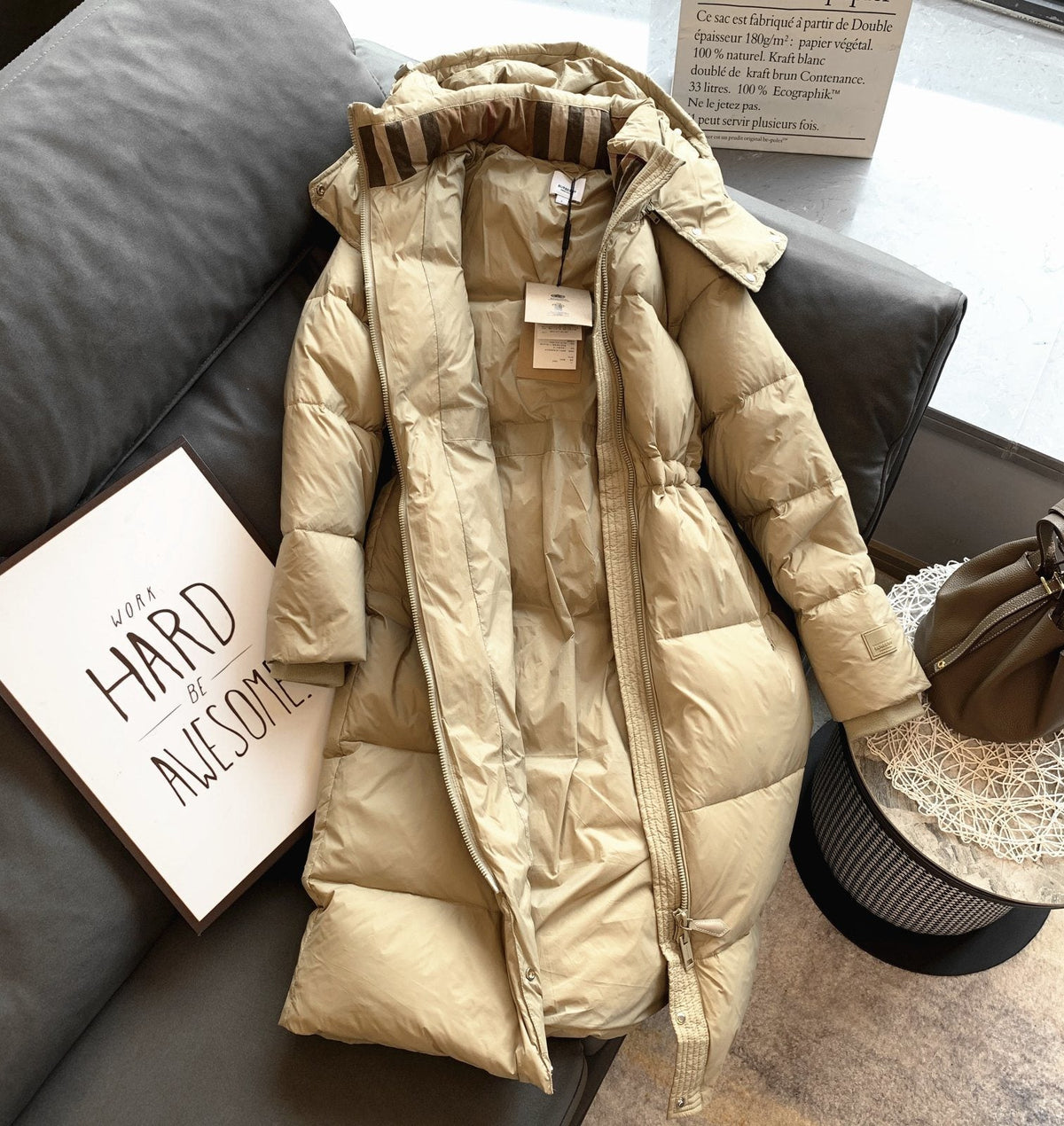 Burberry Women's Hooded Long Down Jacket