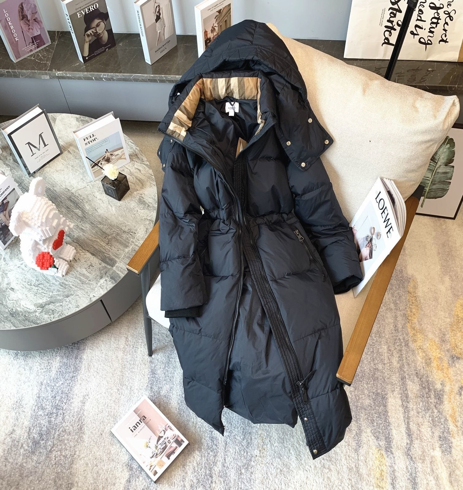 Burberry Women's Hooded Long Down Jacket