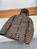 Fendi Brown Monogram Hooded Puffer Jacket