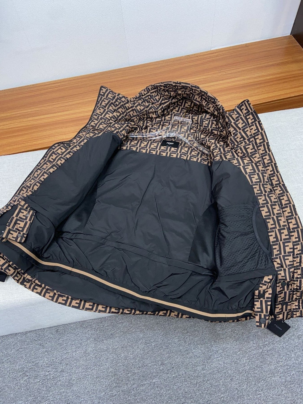 Fendi Brown Monogram Hooded Puffer Jacket
