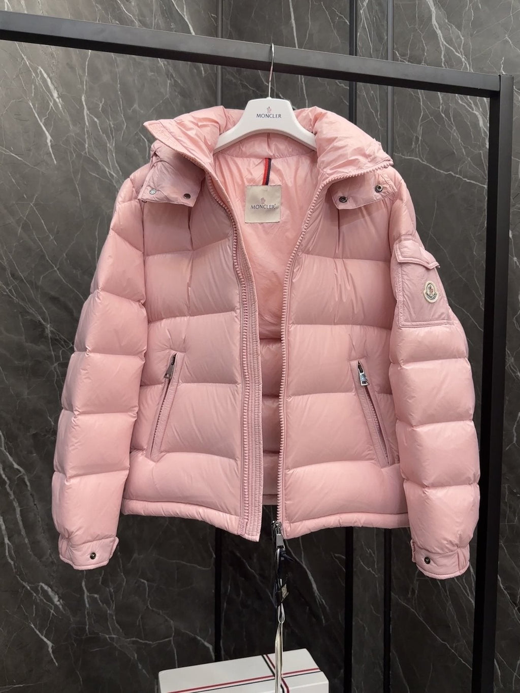 Moncler Maire Hooded Glossy Puffer Coat