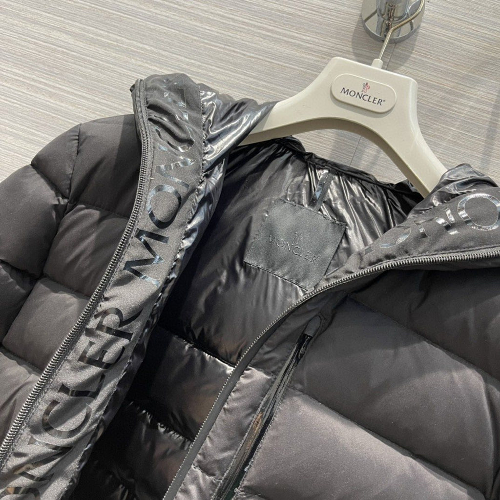 Moncler Women's Reversible Hooded Letter Graphic Puffer Coat