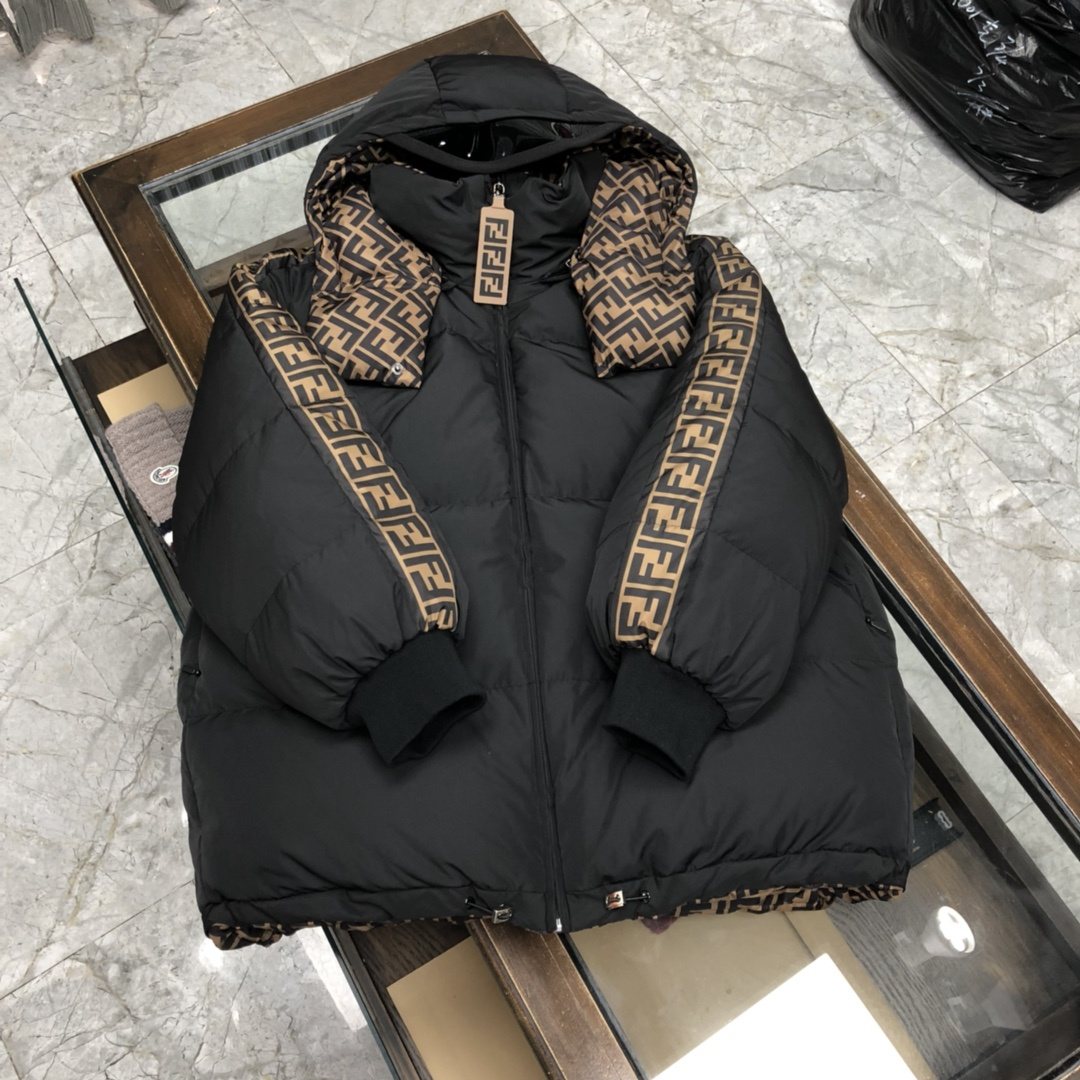 Fendi Reversible Monogram Hooded Puffer Jacket