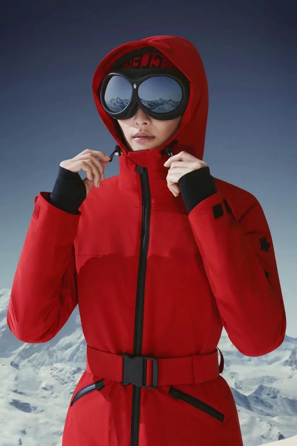 Moncler Women's Belted Hooded Ski Coat