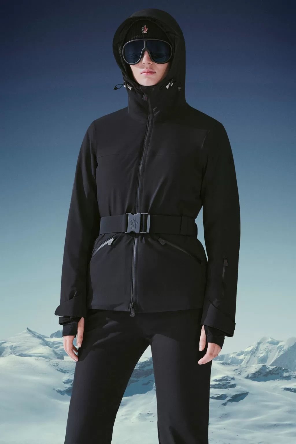 Moncler Women's Belted Hooded Ski Coat