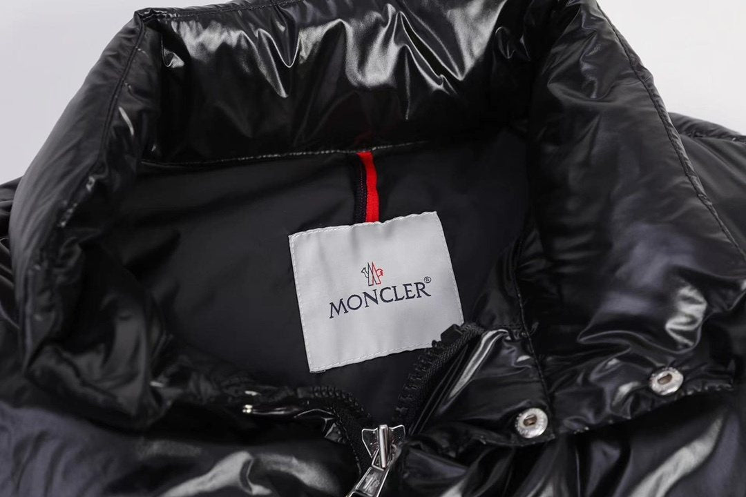 Moncler Black Glossy Quilted Puffer Coat