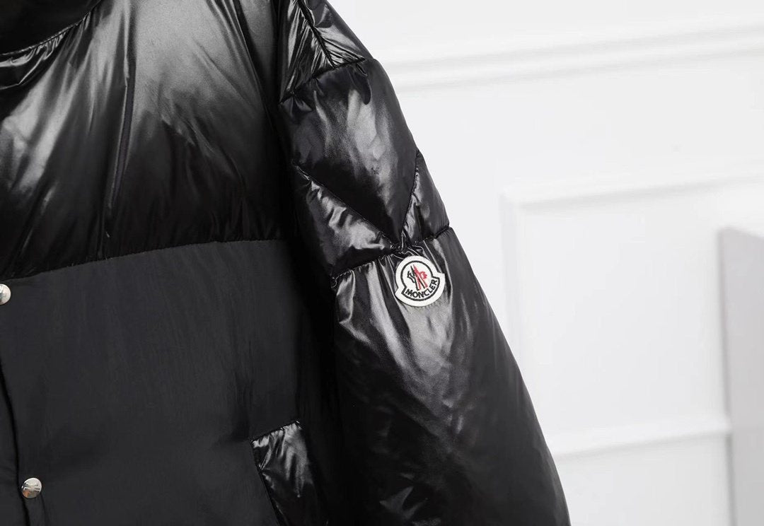 Moncler Black Glossy Quilted Puffer Coat