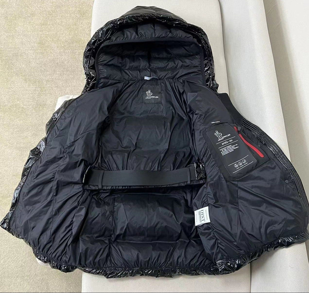 Moncler Women's Glossy Belted Hooded Puffer Coat
