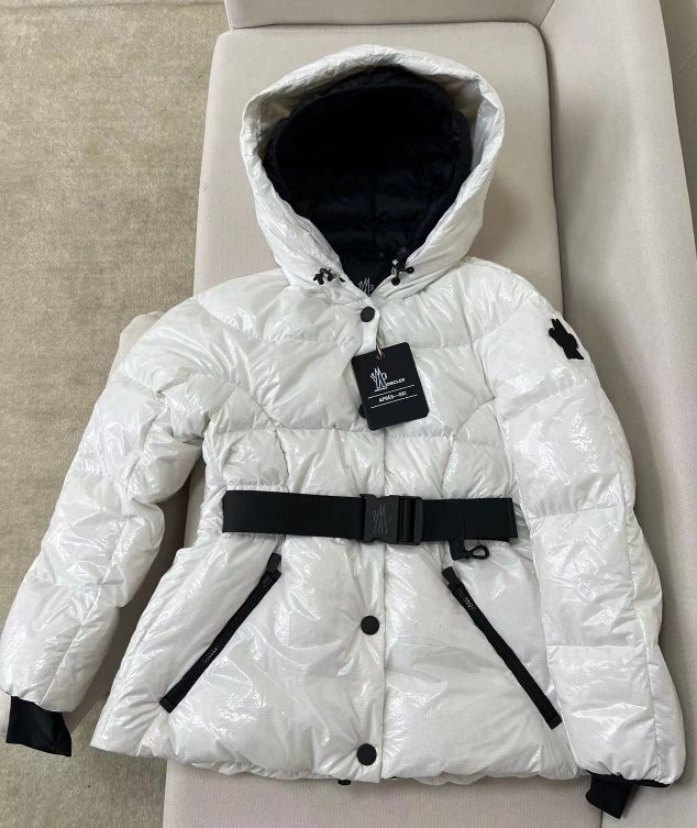 Moncler Women's Glossy Belted Hooded Puffer Coat