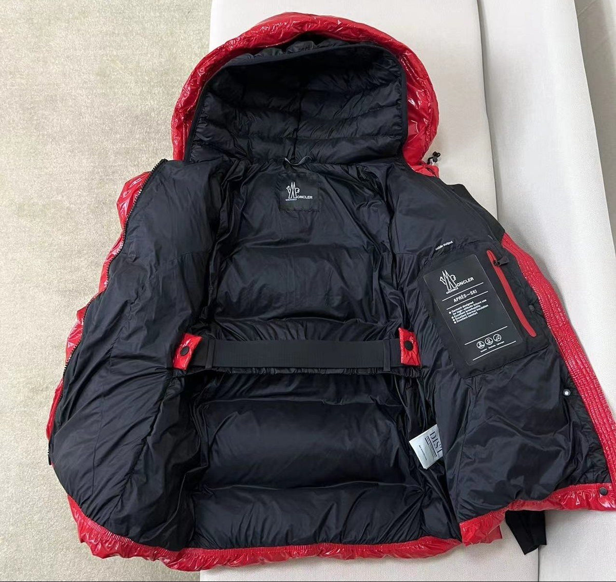 Moncler Women's Glossy Belted Hooded Puffer Coat
