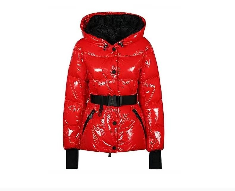 Moncler Women's Glossy Belted Hooded Puffer Coat