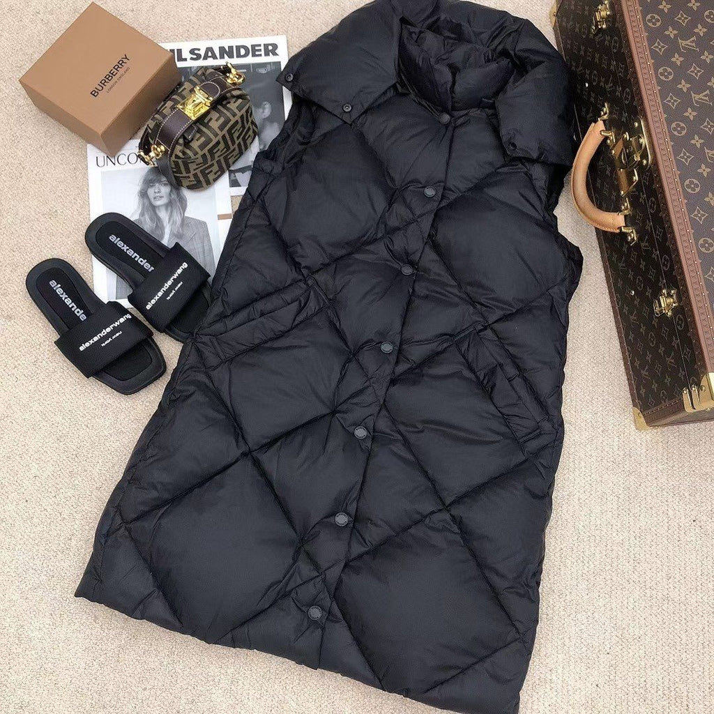 Burberry Long Diamond-Quilted Down Vest
