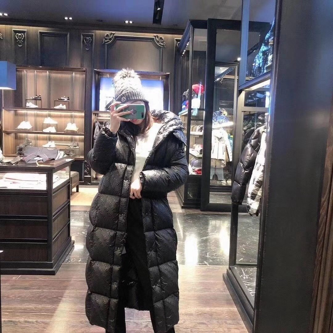 Moncler Women's All-Over Print Long Down Coat