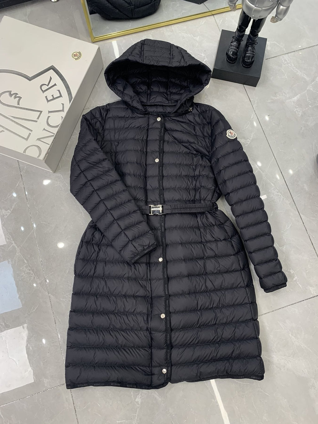 Moncler Women¡¯s Belted Hooded Long Down Coat