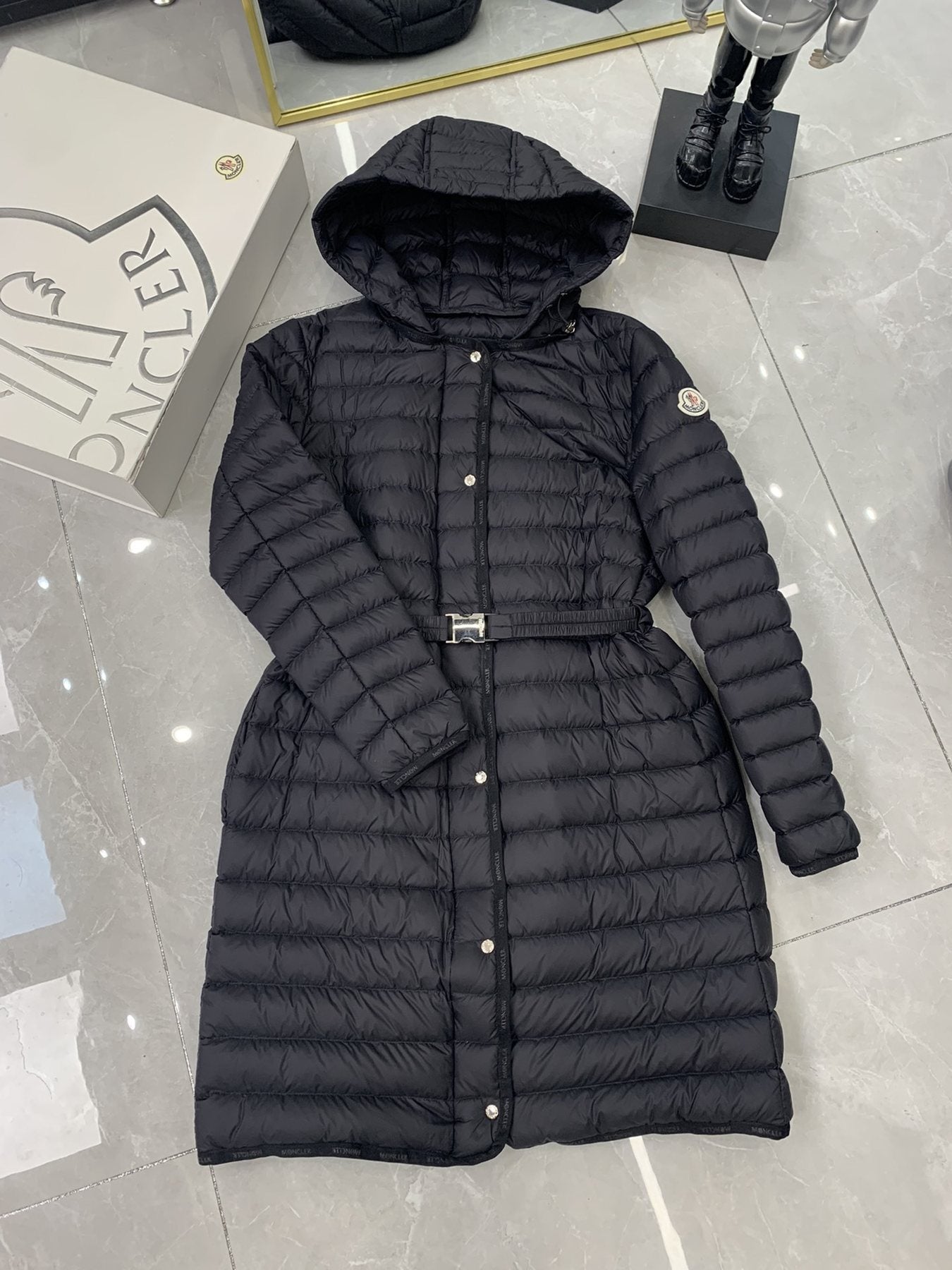 Moncler Women¡¯s Belted Hooded Long Down Coat