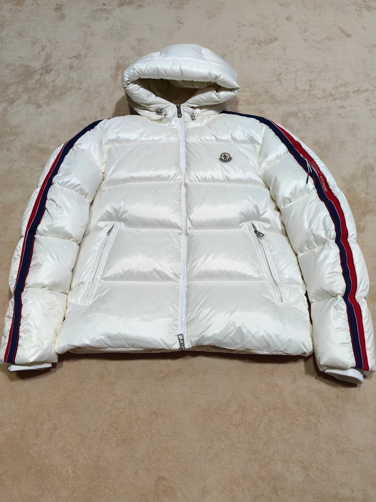 Moncler Men's Hooded Striped-Sleeve Puffer Coat