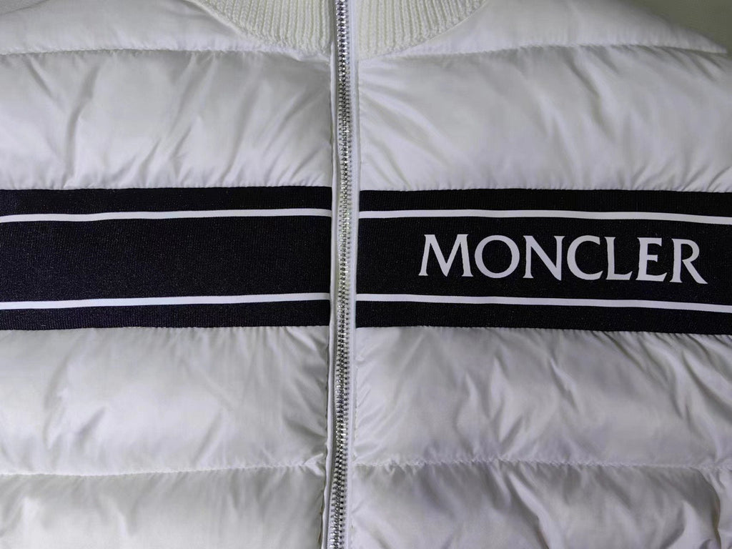 Moncler Quilted Knit-Sleeve Down Jacket