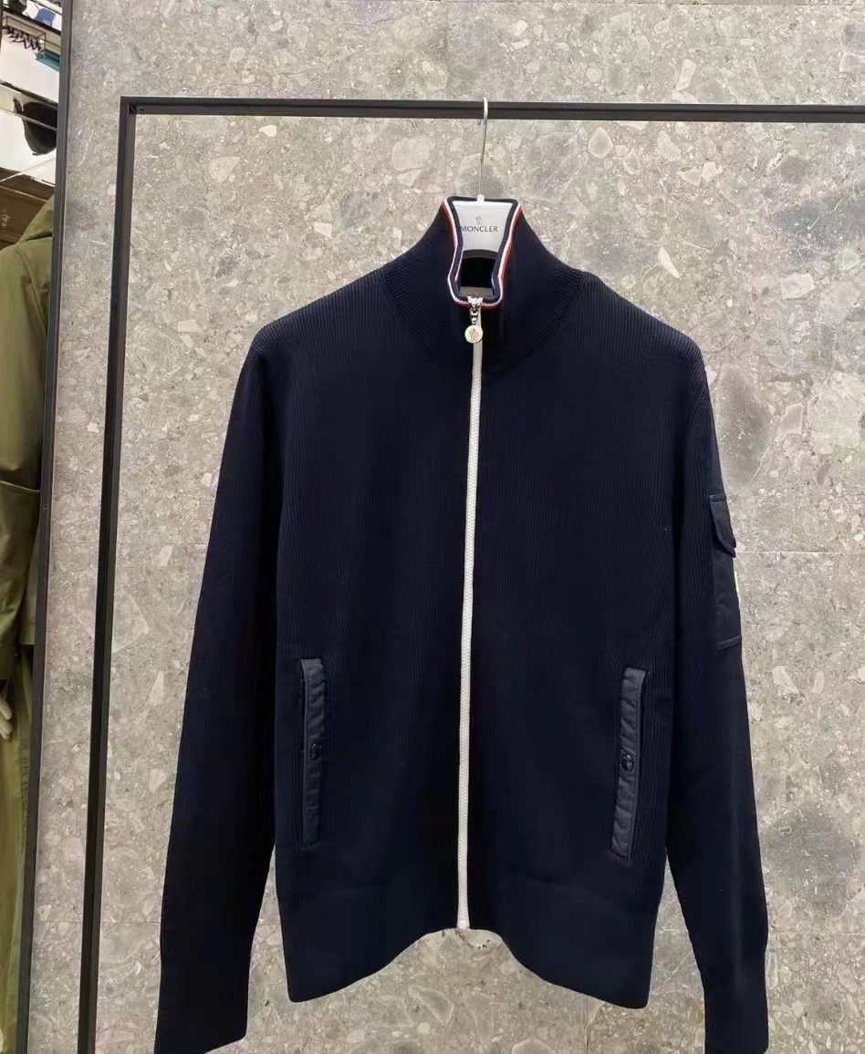 Moncler Men's Full-Zip Mock-Neck Knit Jacket