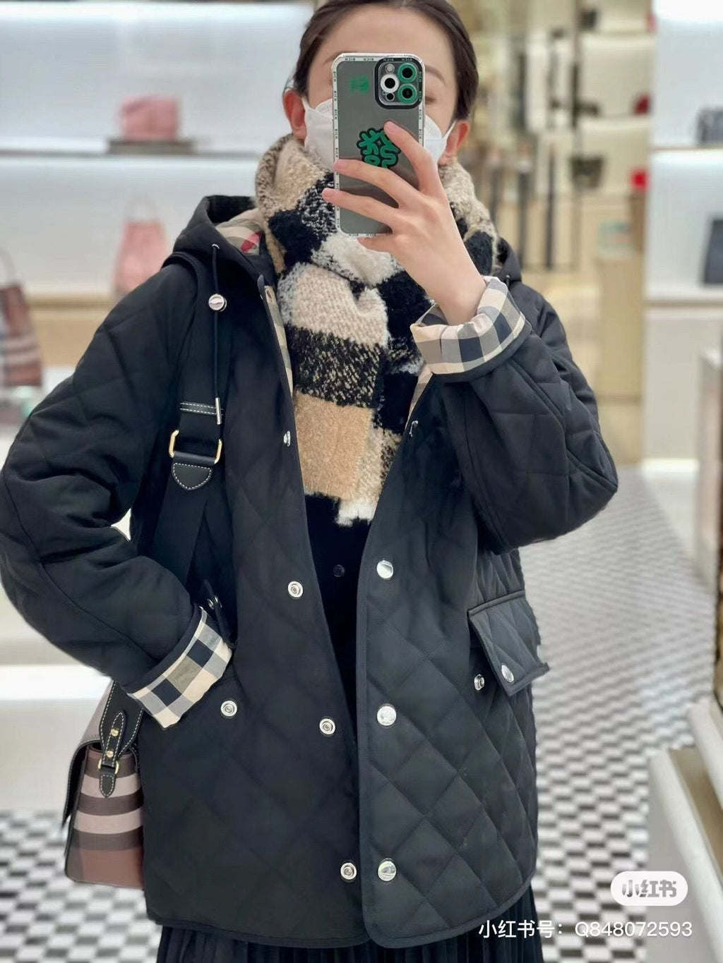 Burberry Diamond-Quilted Hooded Jacket